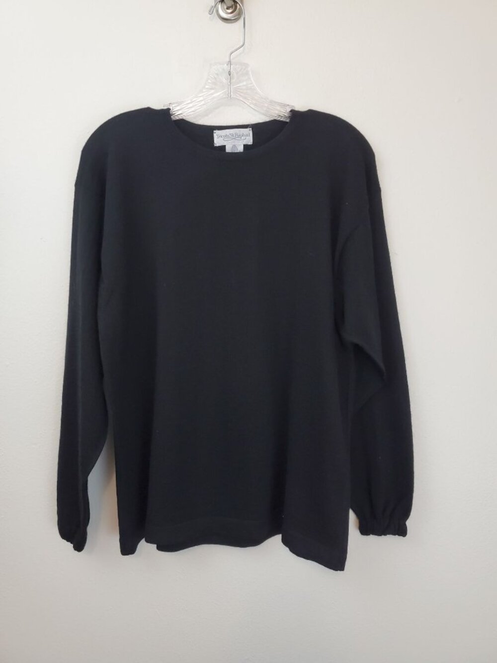 Tricots St. Raphael vintage crew neck black wool sweater